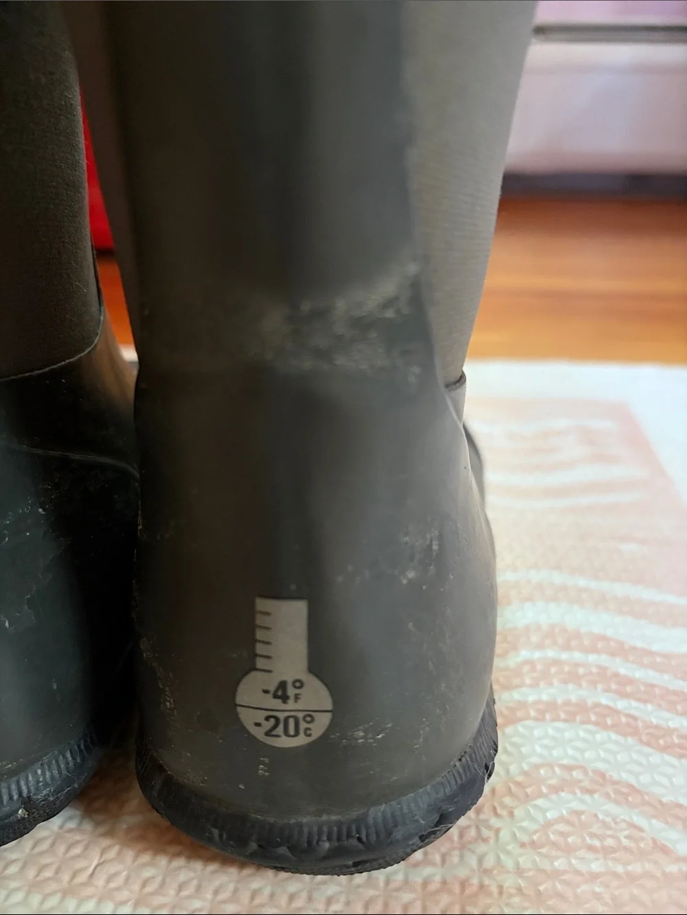 Kids Waterproof Rain Boots - Olive grey with Pink Trim -4F
